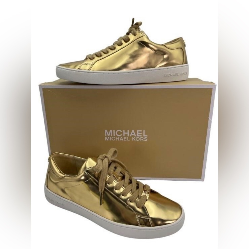 Michael Kors Gold Mirror Metallic Keaton Sneakers - New in Box